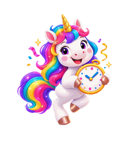 Una la licorne avec une horloge pour planifier des cadeaux d’anniversaire gratuits