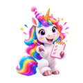 Una the Unicorn with a checklist for free birthday stuff and birthday goodies in Brampton